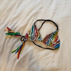 Shimmery rainbow animal pattern kaikini bikini top